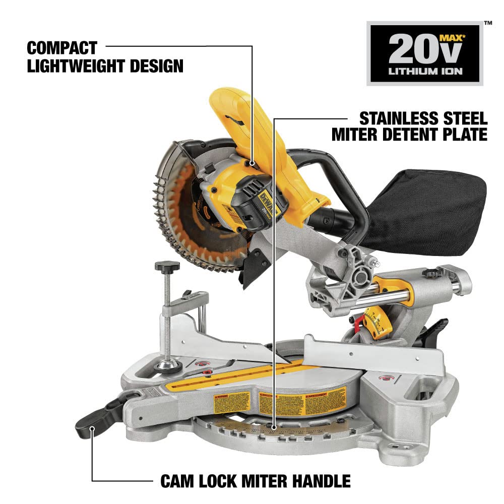 DEWALT DCS361B sliding miter saw enables smooth, versatile crosscuts on various materials.