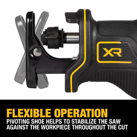 DEWALT DCS382B 1-1/8 inch stroke supports rapid cutting through wood and metal.