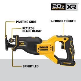 DEWALT DCS382B onboard LED brightens dim workspaces for precise alignment.