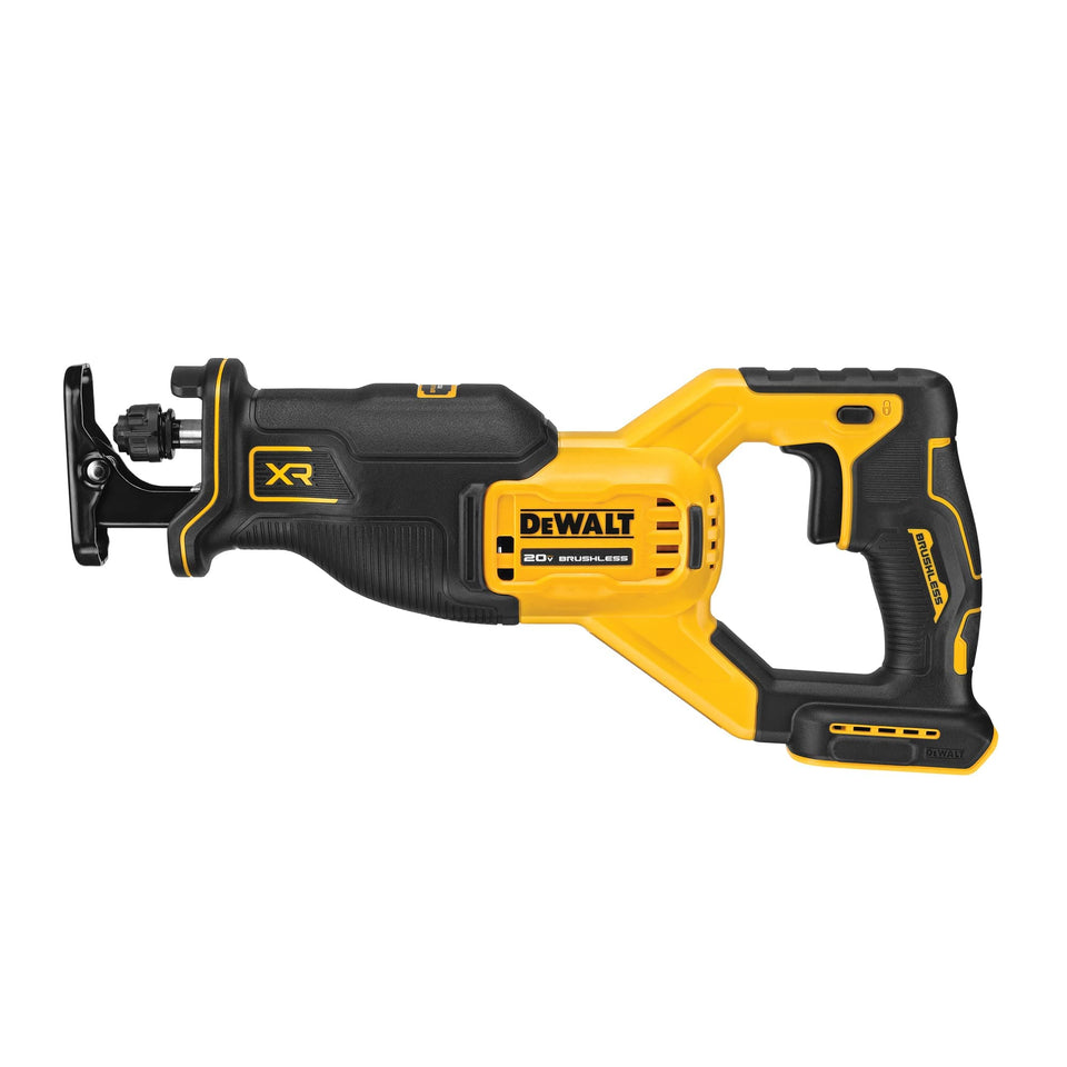 DEWALT DCS382B reciprocating saw compact design for tight spaces.