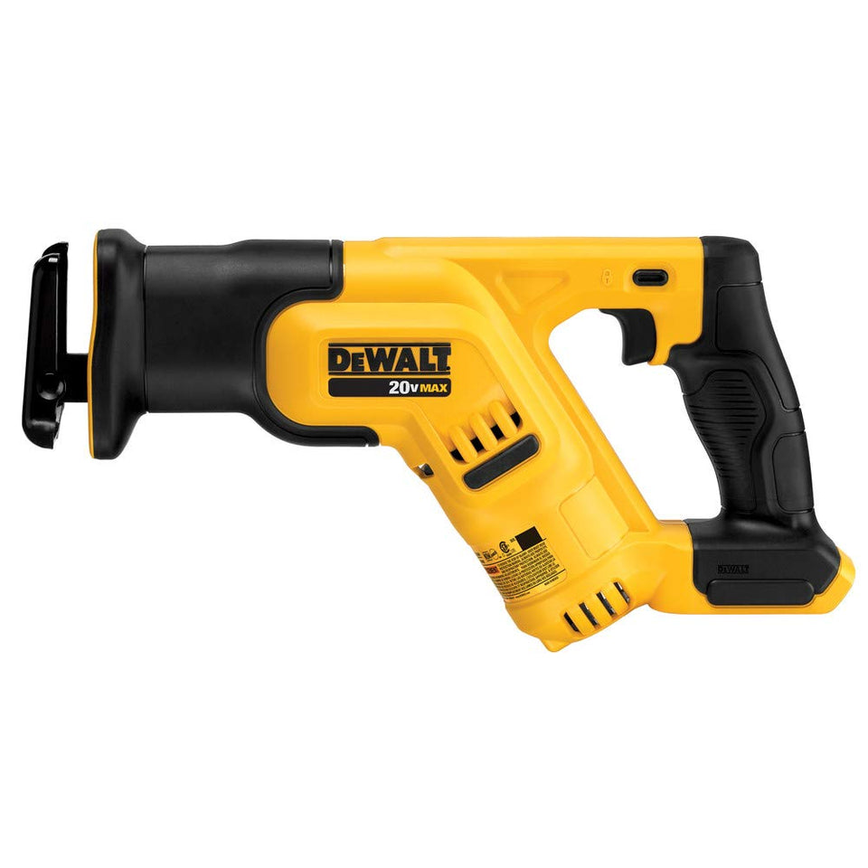 DEWALT DCS387B compact design between studs enables tight-space cuts.