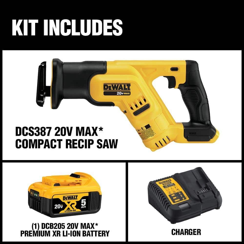 DEWALT DCS387P1 4-position blade clamp enables versatile flush cuts.