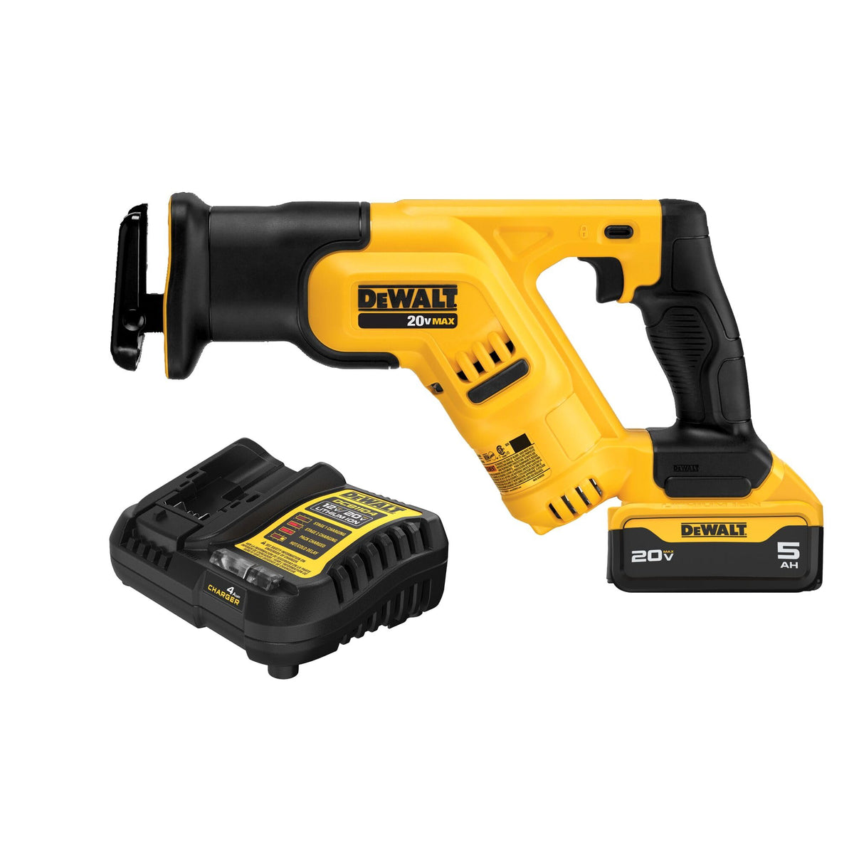 DEWALT DCS387P1 compact design enables cuts between studs in tight spaces.