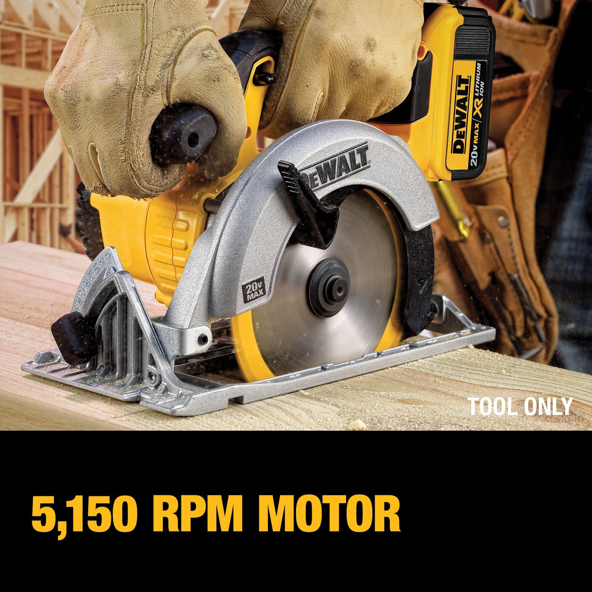 DEWALT DCS391B includes 18-tooth carbide blade for efficient cuts