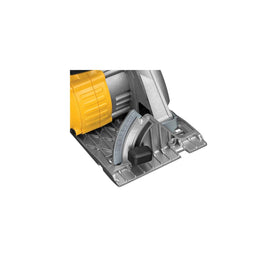 DEWALT DCS391B maximum cut depth at 90° and 45° shown on lumber