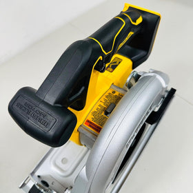 DEWALT DCS566 yellow body close-up emphasizes ergonomic grip.
