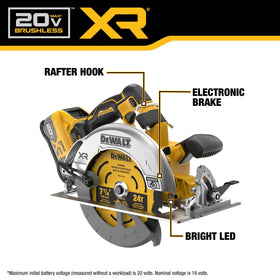 DEWALT DCS590WW1 brushless motor delivers efficient power for tough materials