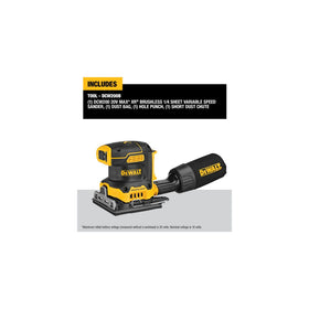 DEWALT DCW200B paper clamp secures sanding sheets quickly and securely.