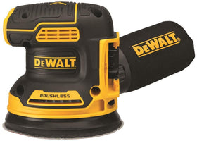 DEWALT DCW210B orbital sander front view shows compact design for precise finishing