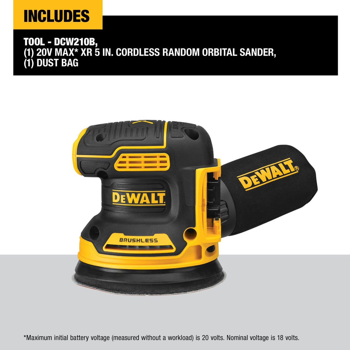 DEWALT DCW210B low-profile design enables close surface work