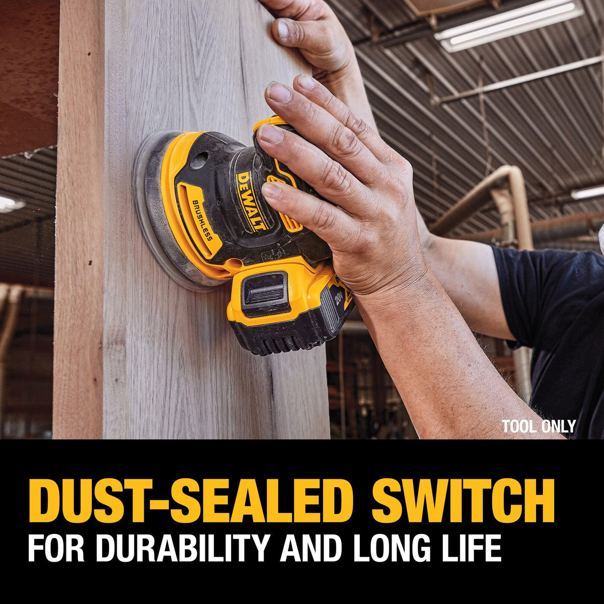 DEWALT DCW210B variable-speed control dial from 8,000 to 12,000 OPM