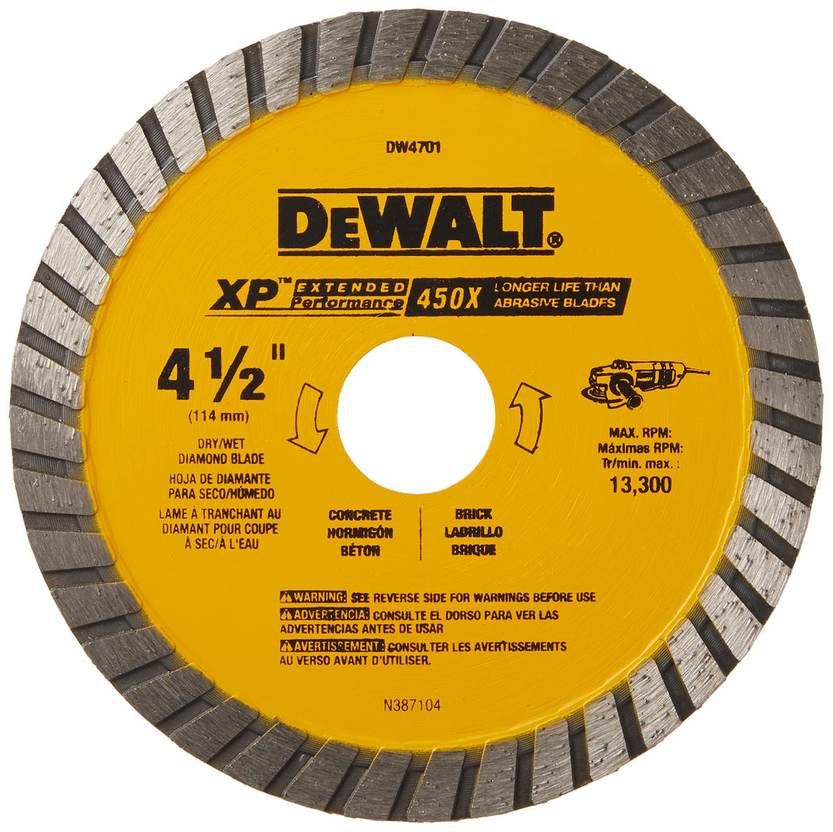 DEWALT DW4701 diamond blade for dry and wet cutting