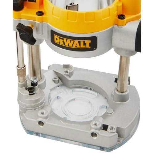 DEWALT DNP612 rubber overmolded handles provide comfort for extended routing sessions.