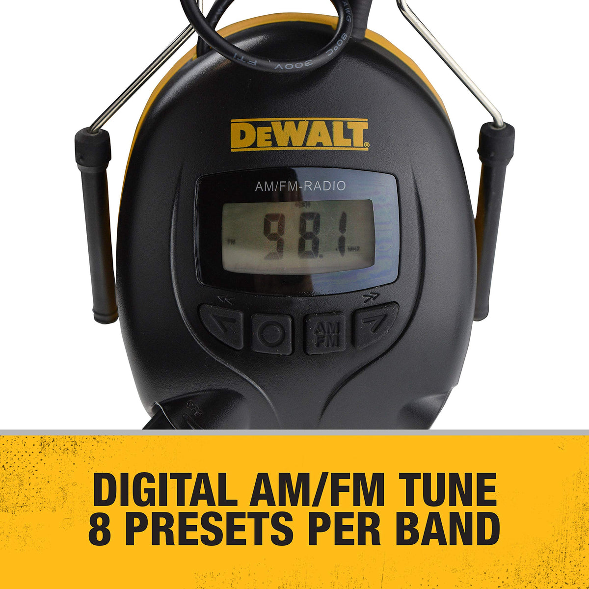 DEWALT DPG15 radio presets help you quickly switch favorite stations.