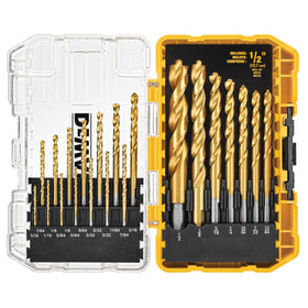 DEWALT 21-piece drill bit set with TiN coating for longer life in wood, metal, and plastic