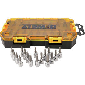 DEWALT DWMT73806 case view showing organized 17-piece socket set.