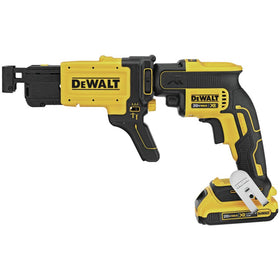 DEWALT attachment demonstrates tool-free screw length adjustment with detent marks.