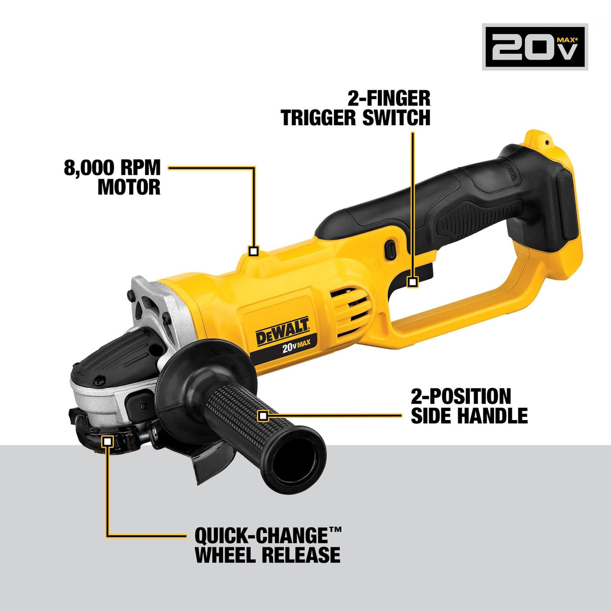 DEWALT Dual-grip trigger offers precise speed control on projects