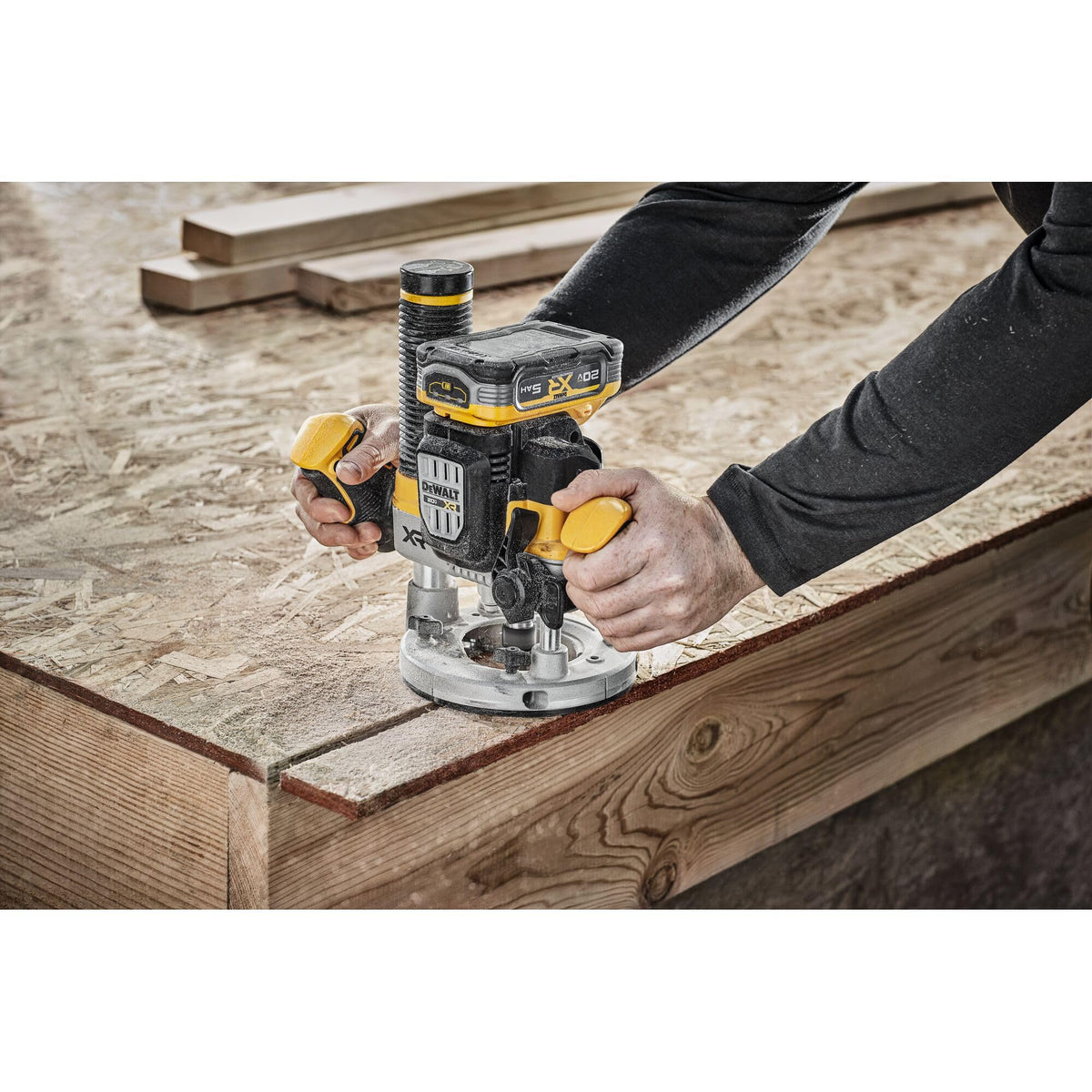 DEWALT dual LED lights improve bit visibility in low-light tasks.