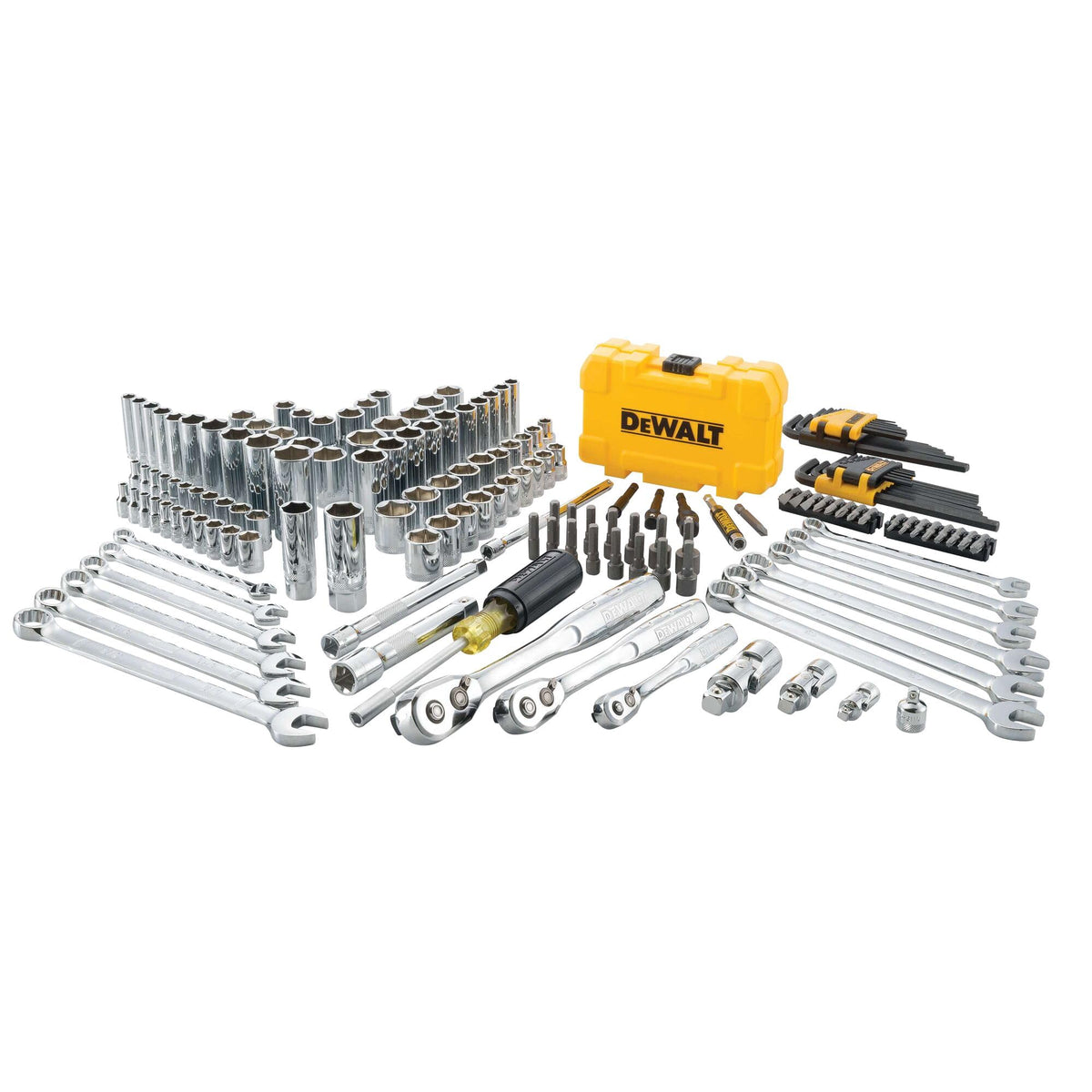 DEWALT durable case with metal latches protects tools in tough work sites.