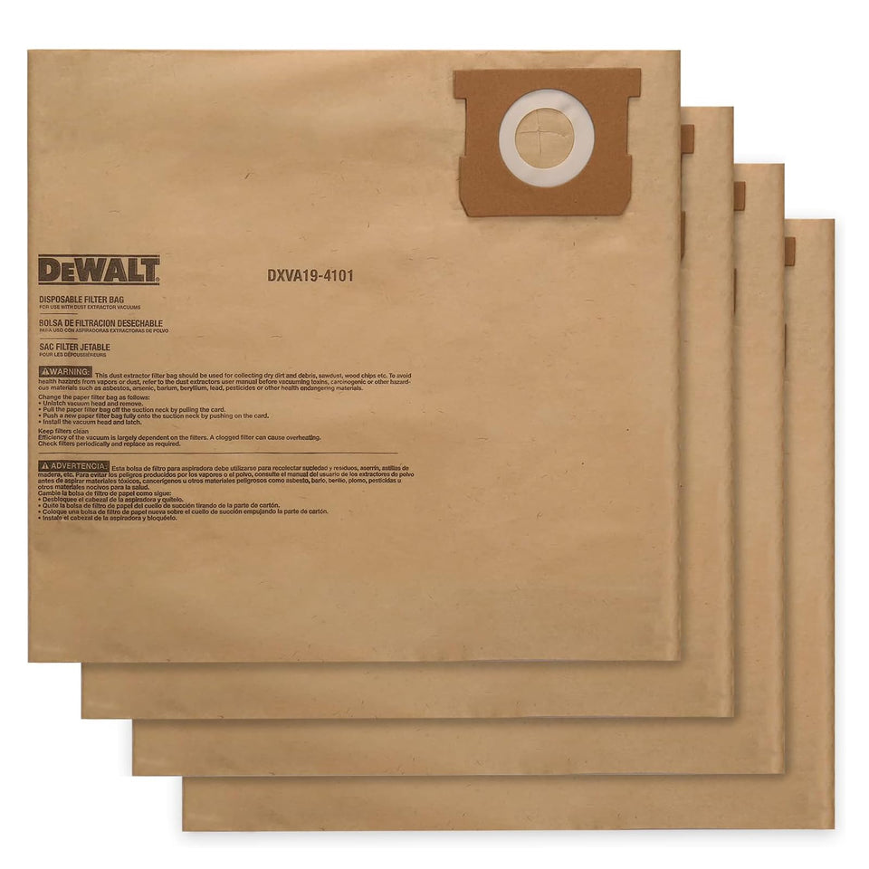 DEWALT dust bags for 6-10 gallon vacuums ensure clean debris containment on any job.