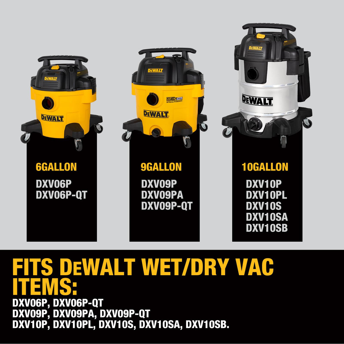 DEWALT dust bags large capacity design for quick cleanup on construction or workshop tasks.