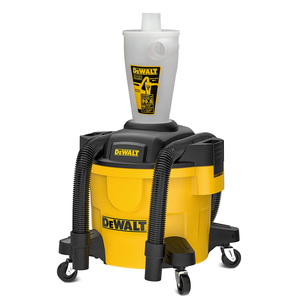 DEWALT dust separator cyclone action captures debris, protecting your vacuum.