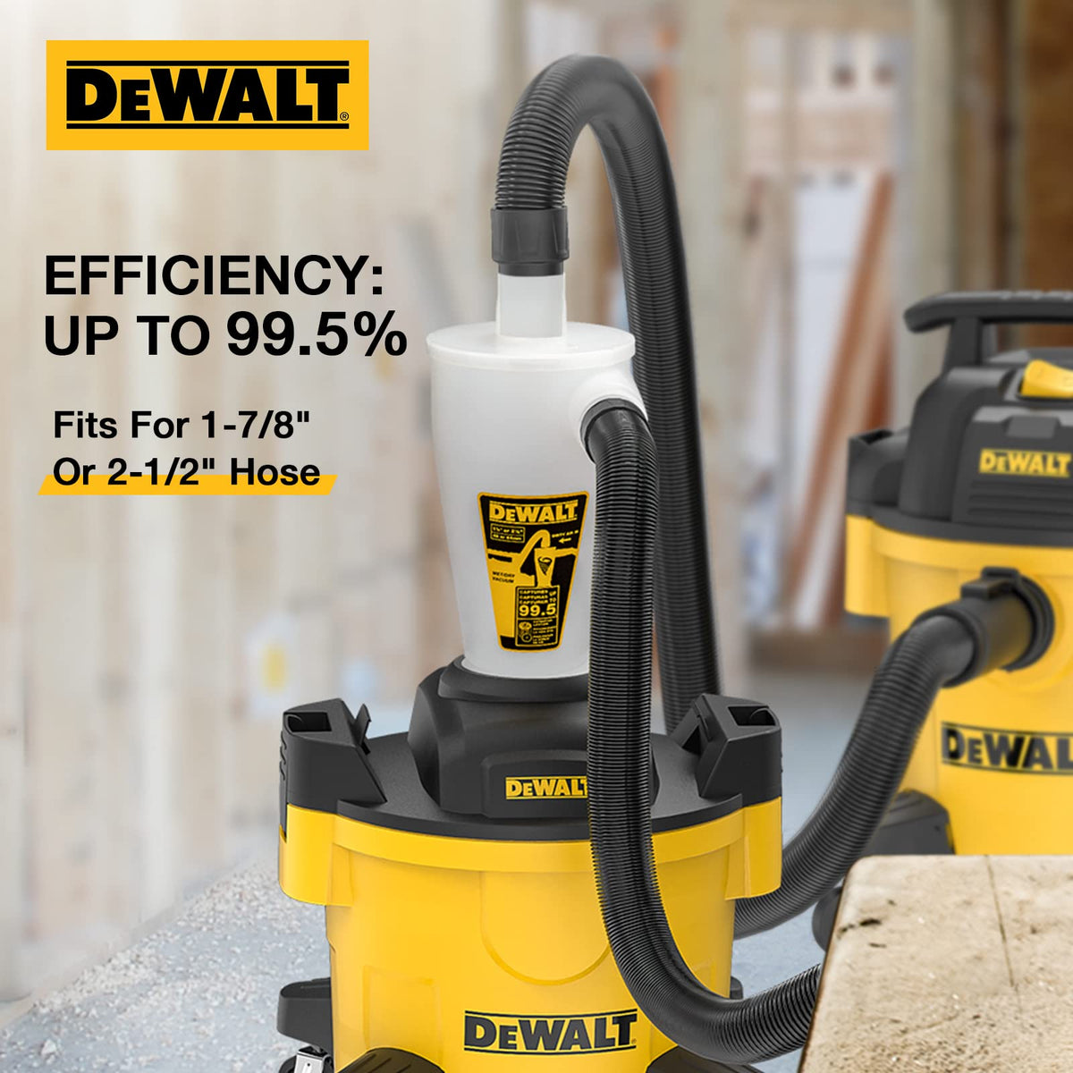 DEWALT dust separator head with gasket for easy DIY setup