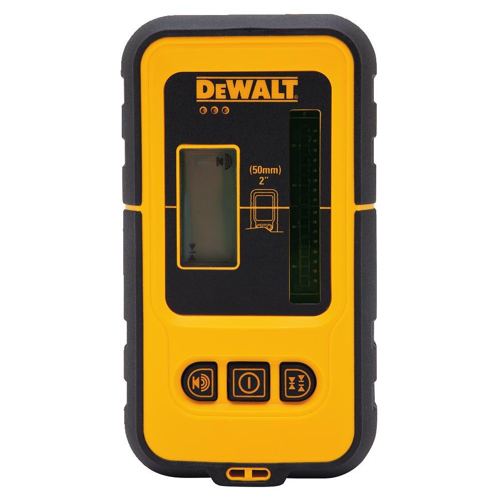 DEWALT DW0892G green laser detector front view showing compact design and readability.