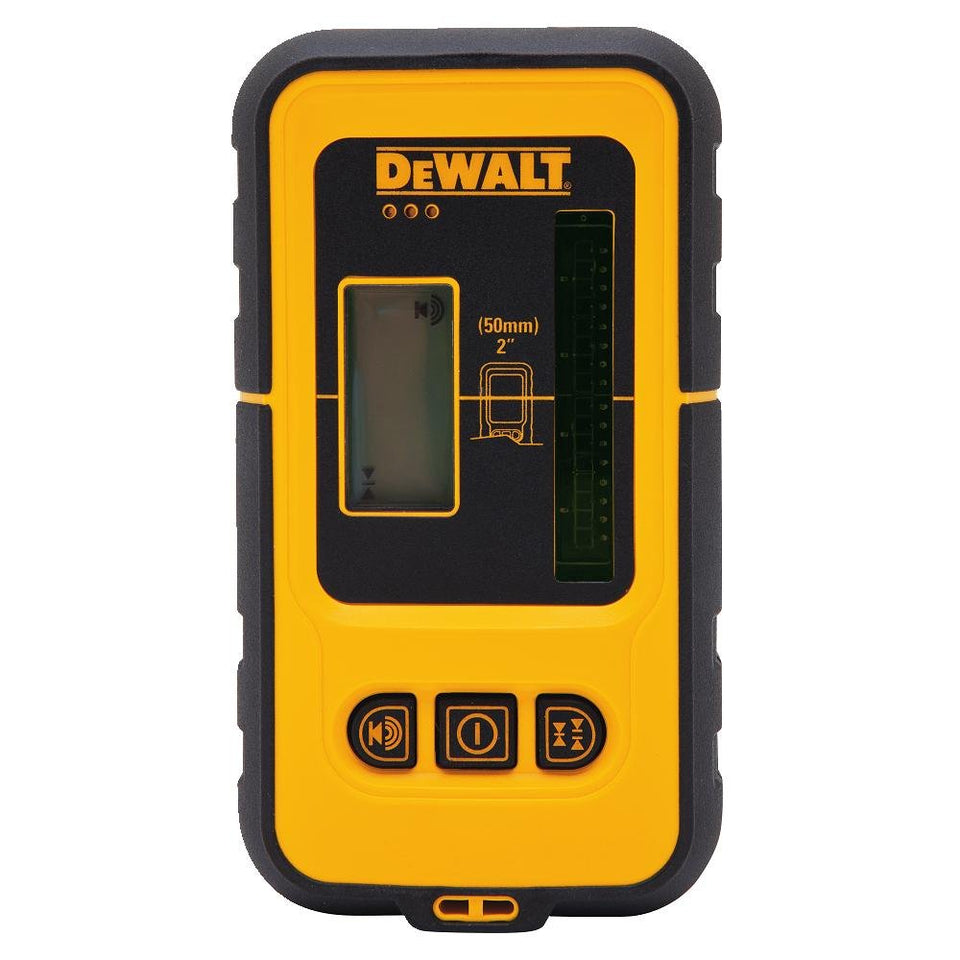DEWALT DW0892G green laser detector front view showing compact design and readability.
