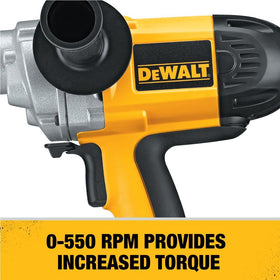 DEWALT DW130V 9-amp motor powering tough drilling and mud mixing on site