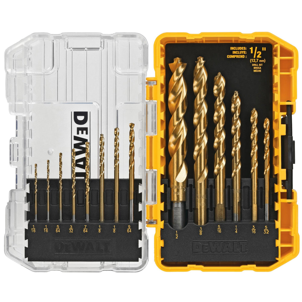 DEWALT DW1354 ToughCase Plus closure keeps bits organized for quick access.