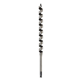 DEWALT DW1687 ship auger bit in use delivering clean holes in wood.