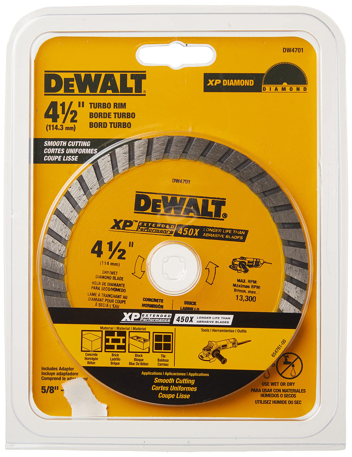 DW4701 blade with 7/8-inch arbor for grinders