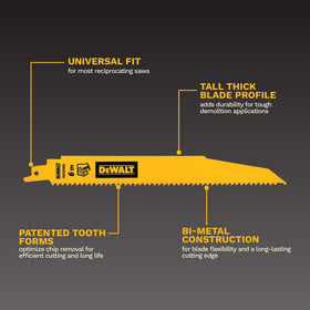 DEWALT 6-inch 18 TPI metal blade for heavy metal work