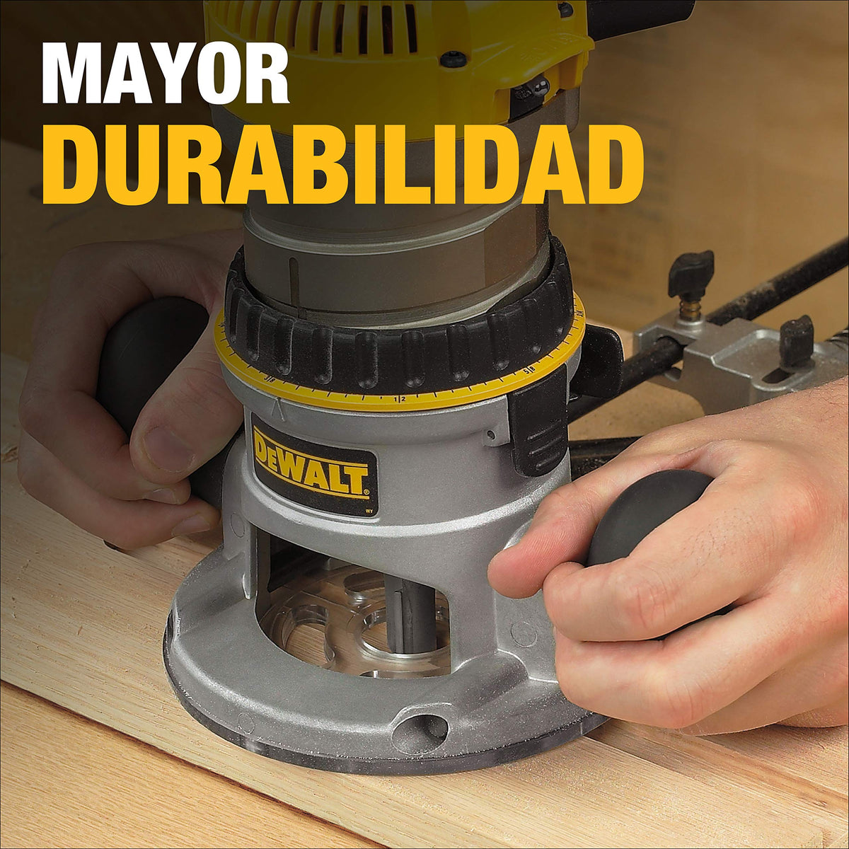 DEWALT DW616 quick-release latches allow fast motor changes.