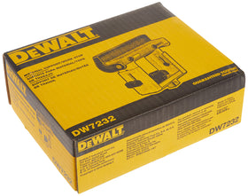 DEWALT DW7232 length stop aligns pieces for repeatable cuts.