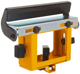 DEWALT DW7232 work piece support along the rail for steady cuts.