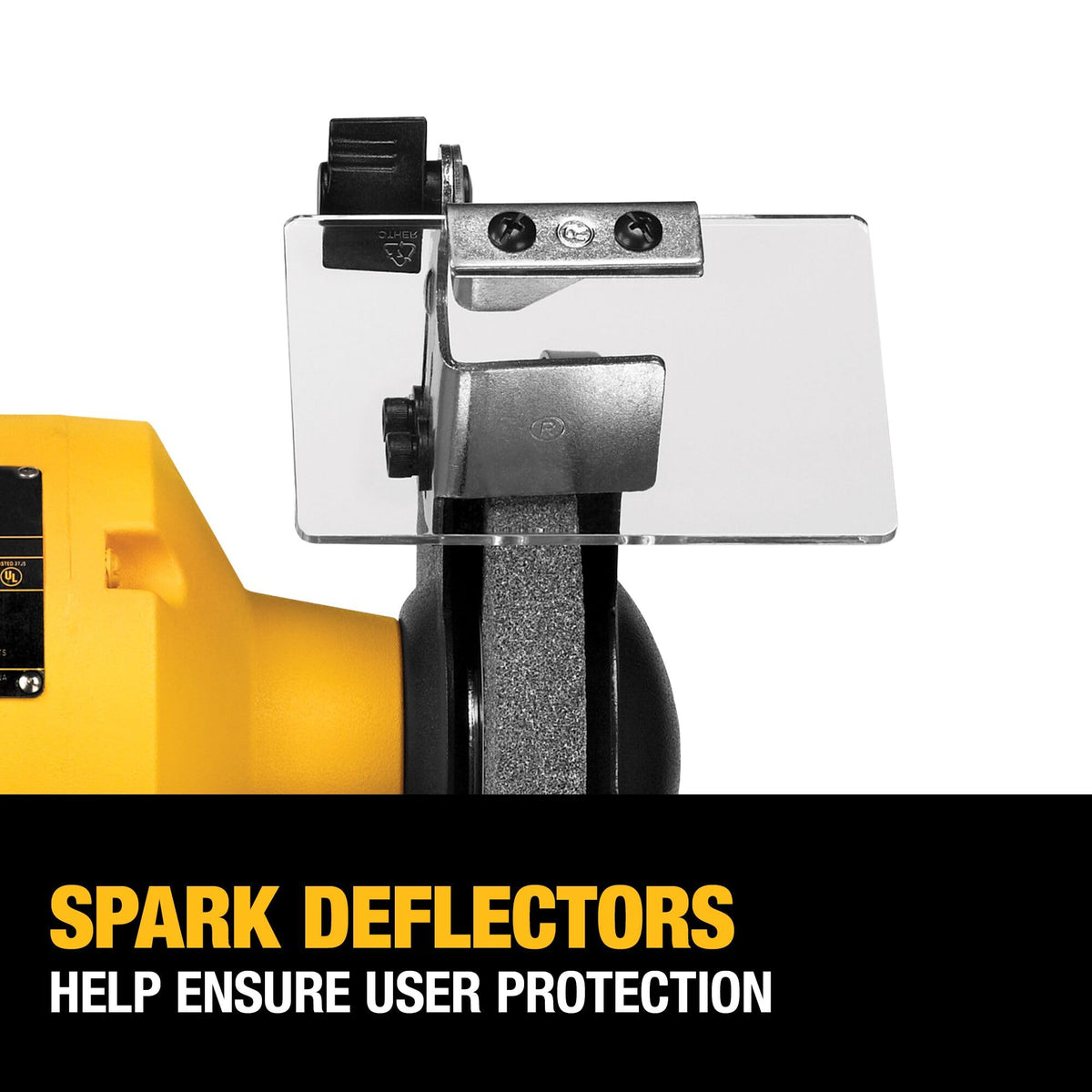 DEWALT DW758 precision tool rests enable accurate work positioning.