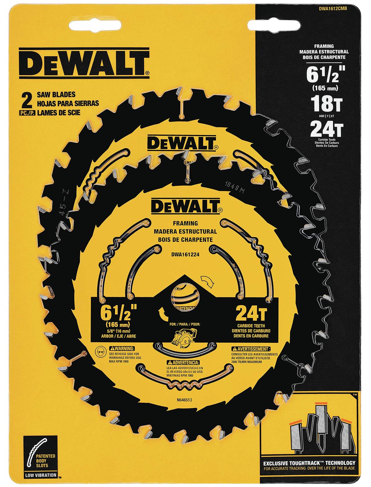 DEWALT DWA1612CMB 6-1/2-inch blade with straight-cut capability and toughtrack design.