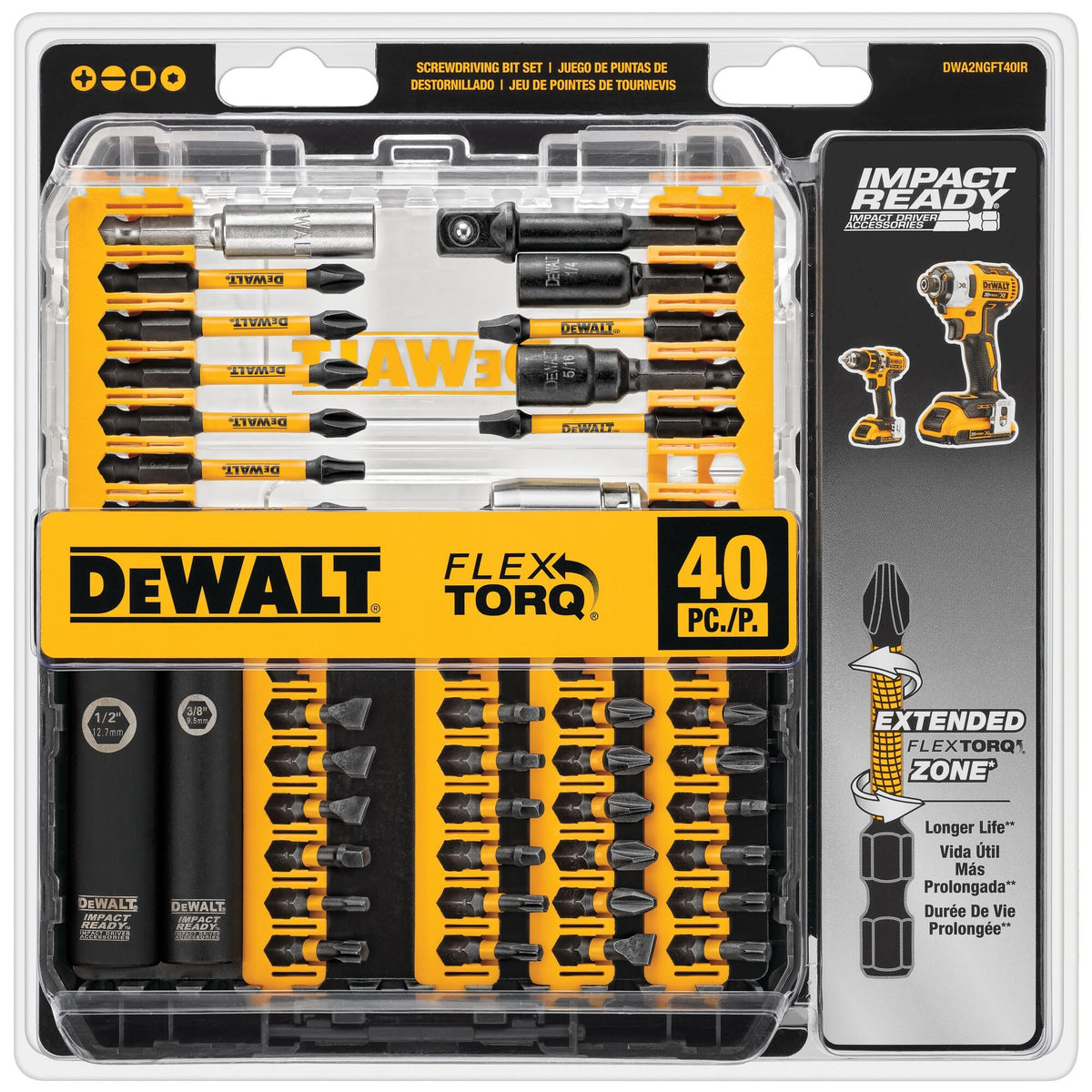 DEWALT DWA2NGFT40IR 40-piece kit ideal for high-torque screwdriving tasks.