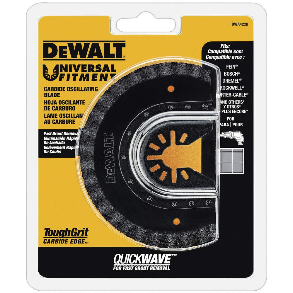 DEWALT DWA4220 carbide grout removal blade profile with universal fit for quick grout work