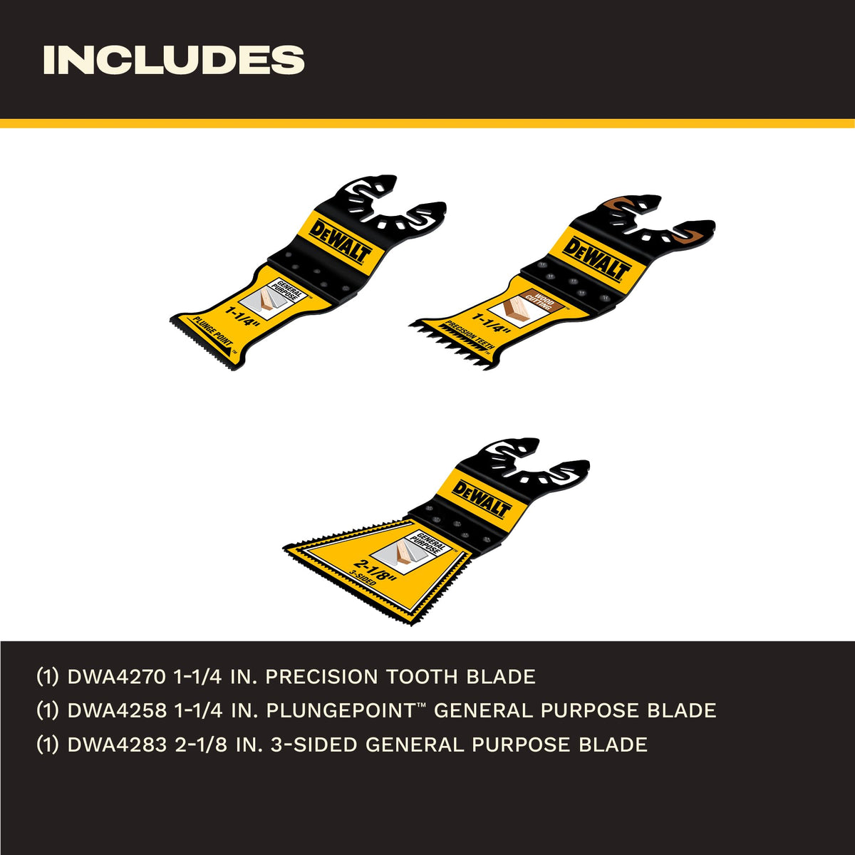 DEWALT DWA4258 plungepoint blade close-up showing precision plunge capability.