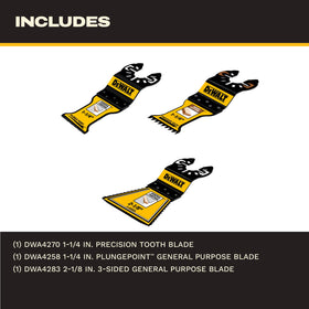 DEWALT DWA4258 plungepoint blade close-up showing precision plunge capability.