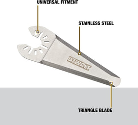 DEWALT DWA4283 three-sided blade close-up for fast drywall cutouts.