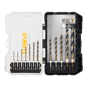 DEWALT DWAH1182 metal drill bits in front of the ToughCase+ for organized storage.