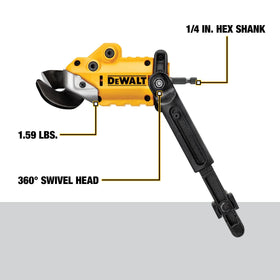 DEWALT DWASHRIR 360 swivel head enables flexible cuts in tight spaces.