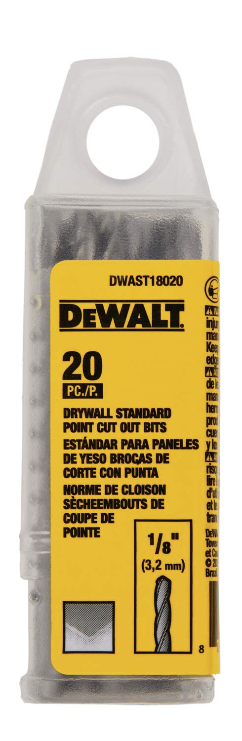 DEWALT DWAST18020 one-eighth inch drywall cut-out bit for precise openings.