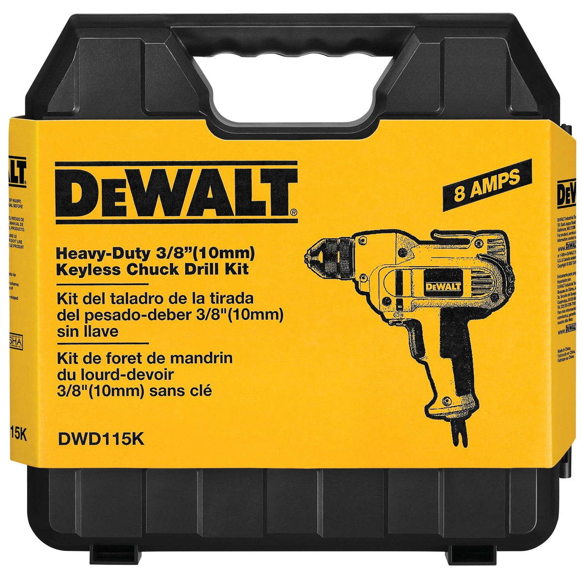 DEWALT DWD115K 8-amp power supports tough drilling tasks.