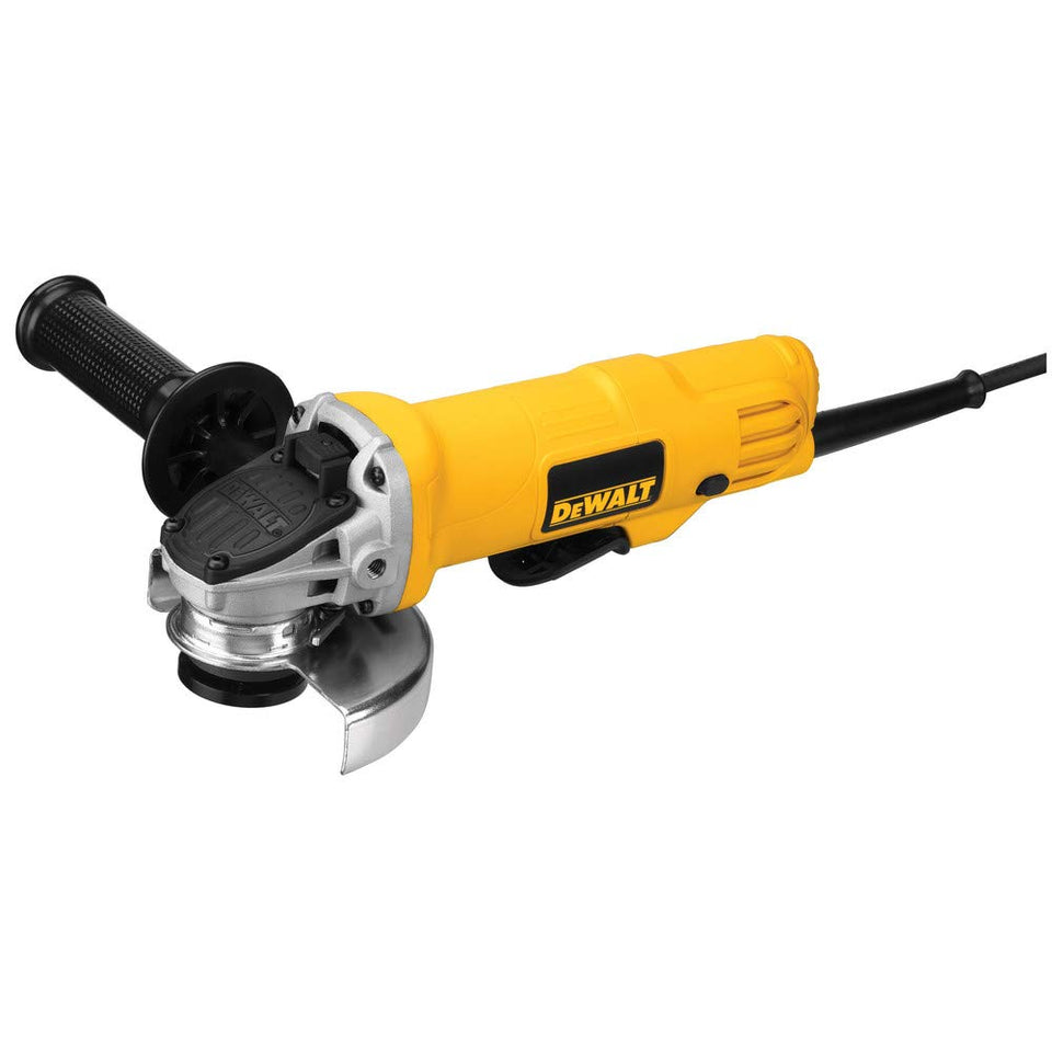 DEWALT DWE4012 4-1/2-inch angle grinder in action, fast material removal.